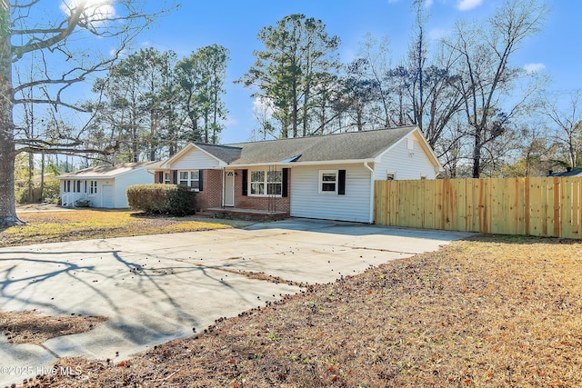 view of single story home