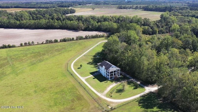 drone / aerial view with a rural view