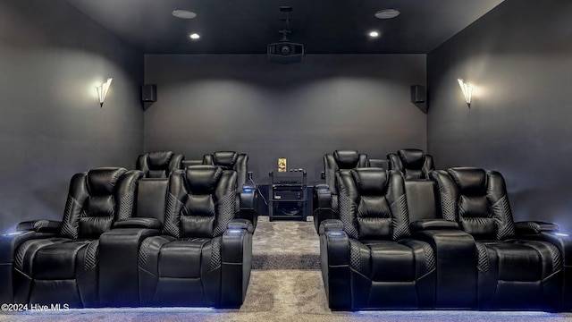 cinema room featuring carpet