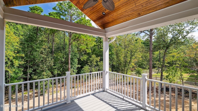 wooden terrace with ceiling fan