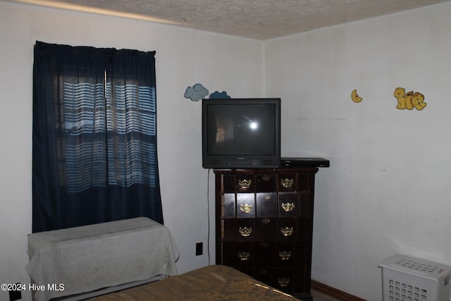 bedroom with a textured ceiling