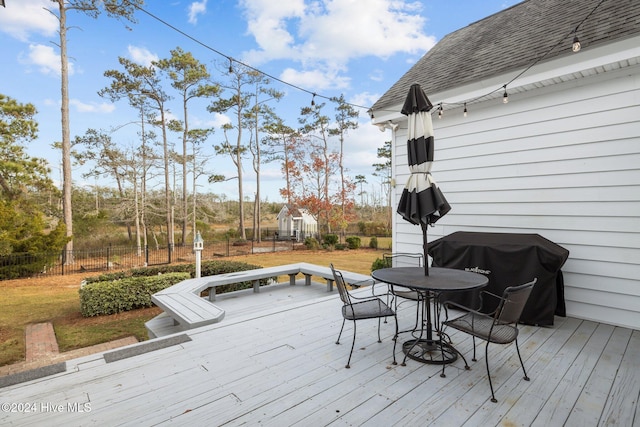 1502 Marsh Pointe, Morehead City, NC 28557 - wooden terrace with a grill and outdoor dining space