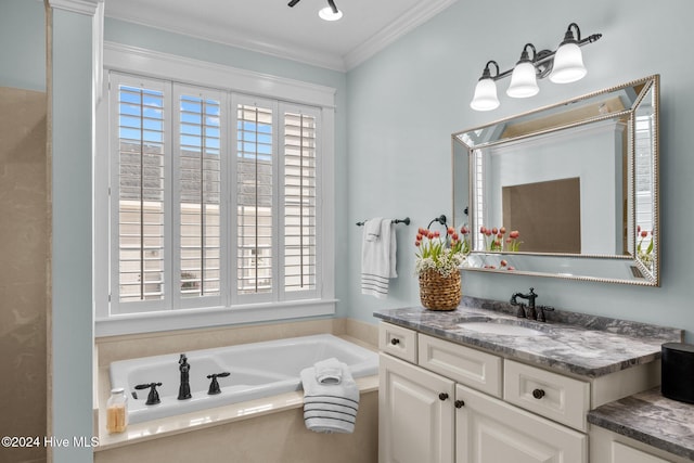 1502 Marsh Pointe, Morehead City, NC 28557 - full bath featuring vanity, a bath, and crown molding