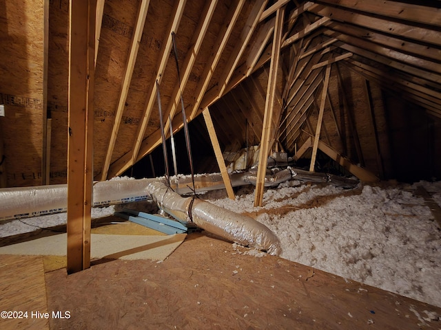 view of unfinished attic