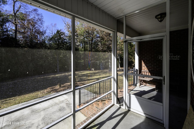 view of unfurnished sunroom