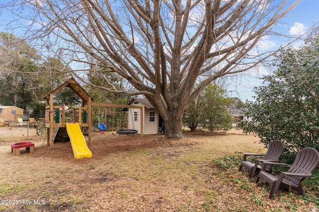 view of yard featuring a playground