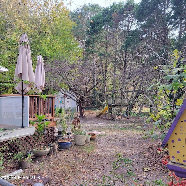 view of yard featuring a playground