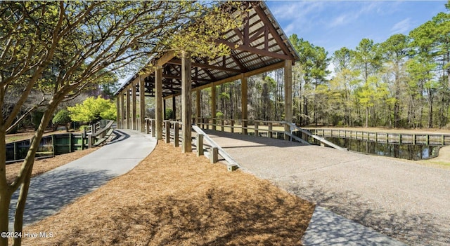 view of property's community with a water view