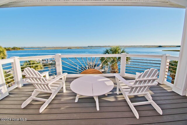 105 Wind Dance Ln, Swansboro, NC 28584 - wooden deck featuring a water view