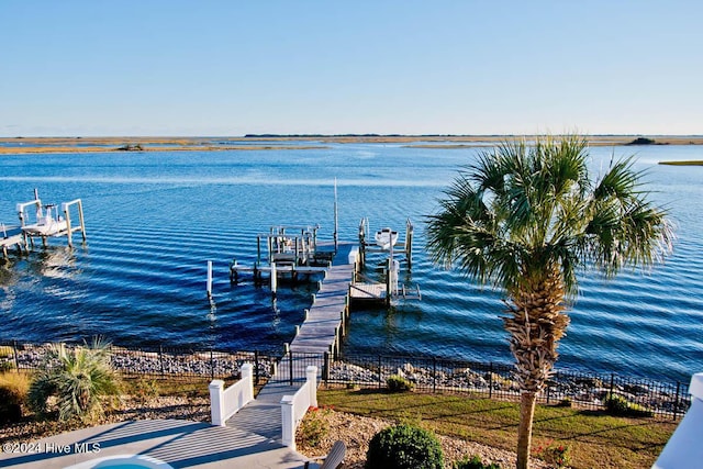 105 Wind Dance Ln, Swansboro, NC 28584 - dock area featuring a water view and boat lift