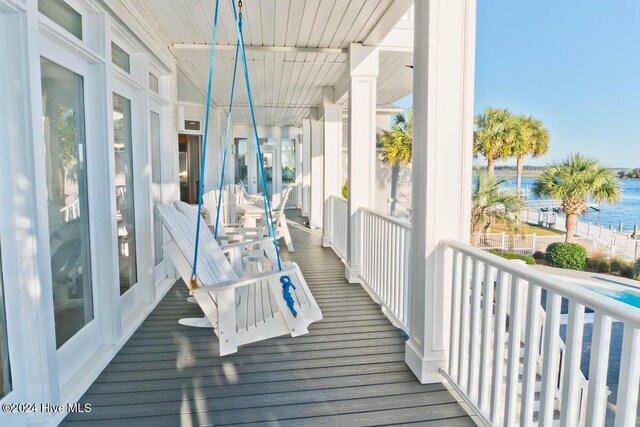 105 Wind Dance Ln, Swansboro, NC 28584 - wooden deck featuring a water view