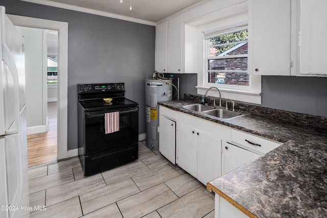 kitchen featuring white cabinets, sink, and black range with electric cooktop