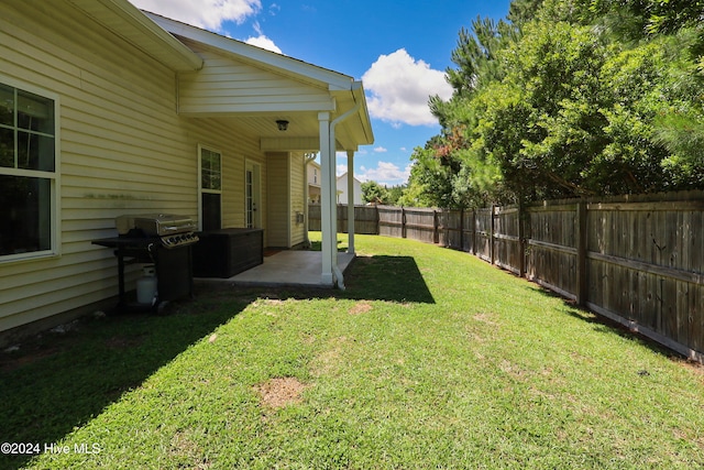 view of yard with a patio area