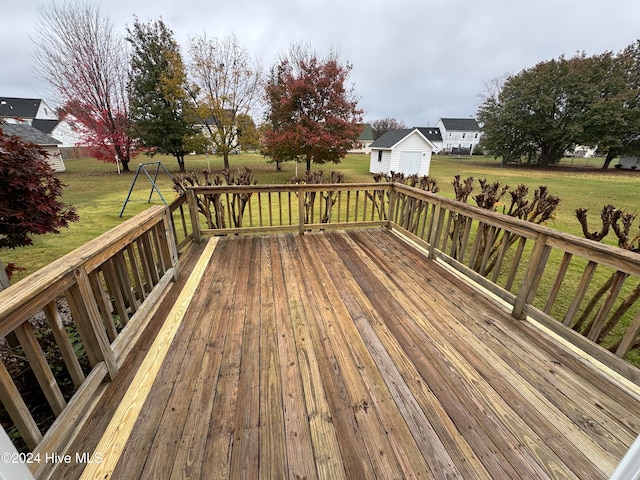 deck with a lawn