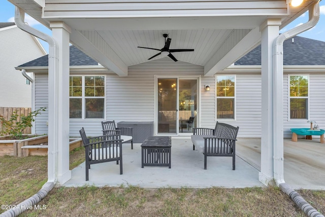 view of patio / terrace with outdoor lounge area and ceiling fan