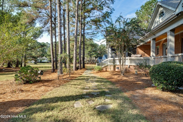 view of yard featuring a porch