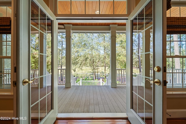 doorway to outside featuring french doors