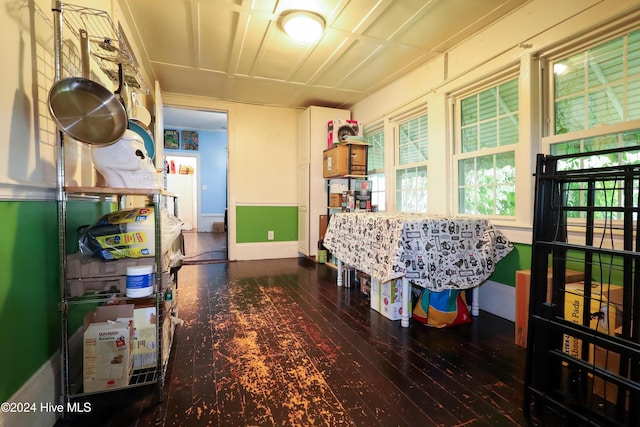 interior space with dark hardwood / wood-style flooring