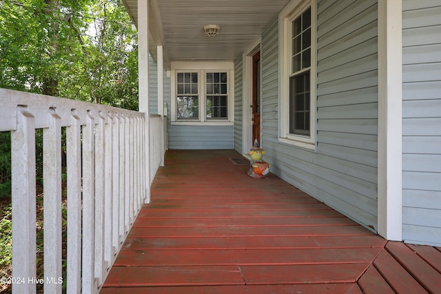 deck featuring covered porch