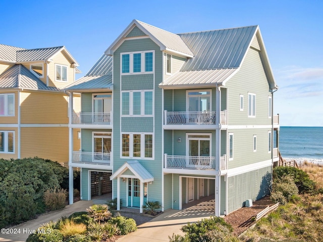 view of building exterior featuring a water view