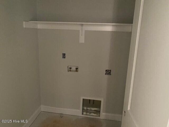laundry room featuring washer hookup, baseboards, and electric dryer hookup