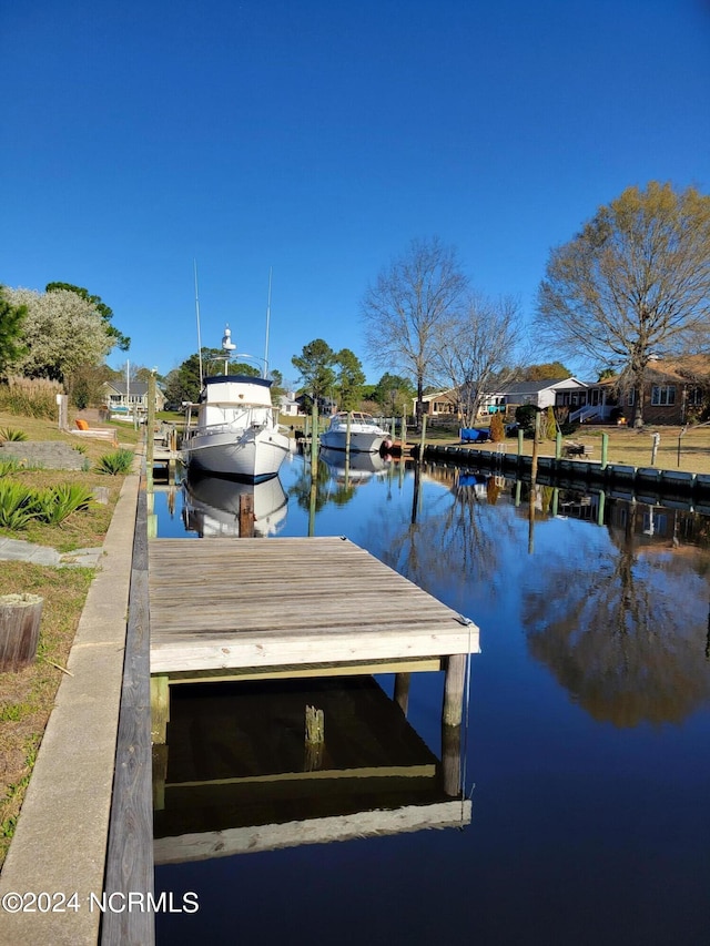 dock area featuring a water view