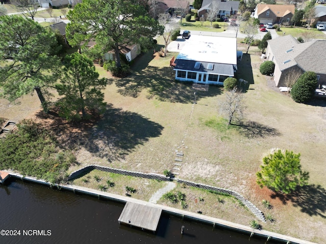 6111 Cutlass Ct, New Bern, NC 28560 - aerial perspective of suburban area with a large body of water