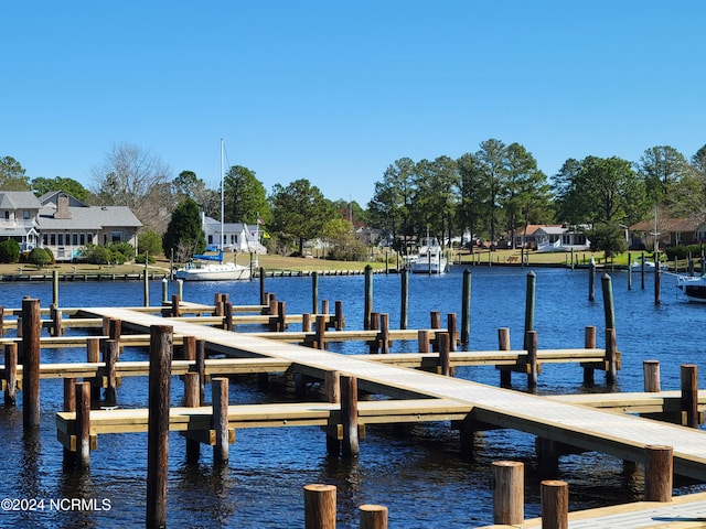 view of dock featuring a water view