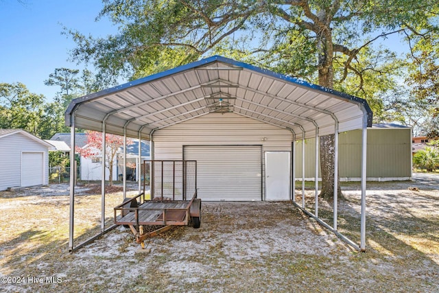 view of parking with a carport