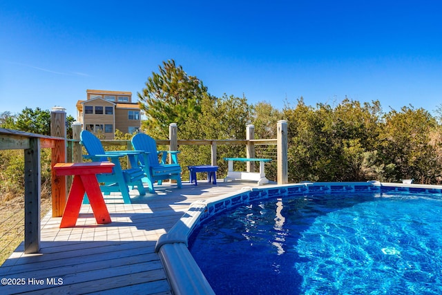 pool with a deck