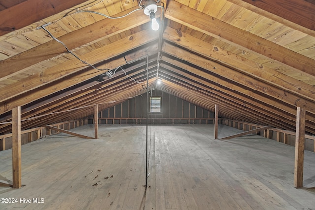 view of unfinished attic