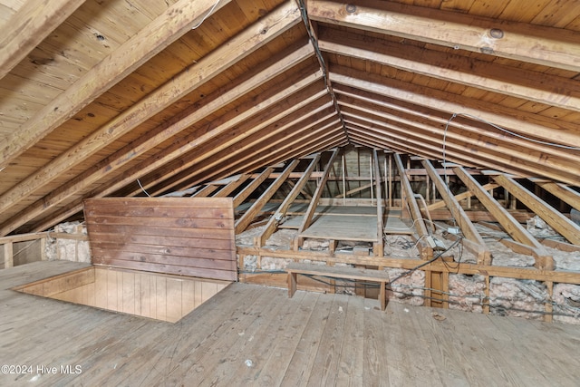 view of unfinished attic