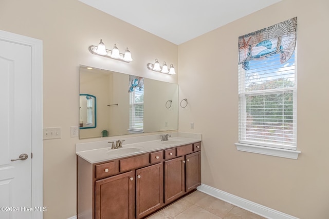 bathroom featuring vanity and tile patterned floors