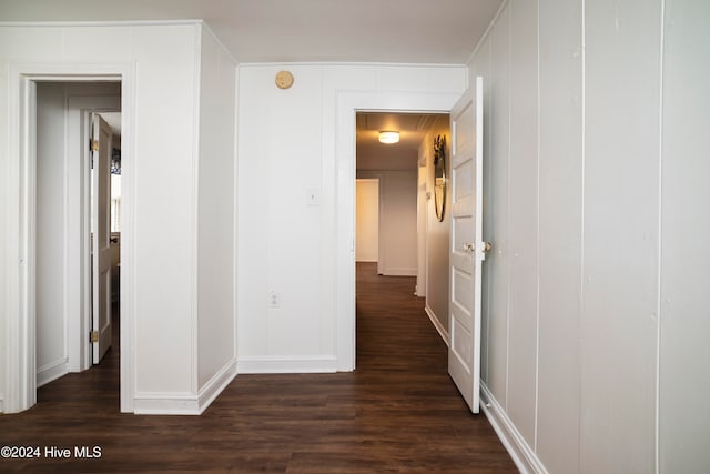 hall featuring dark hardwood / wood-style floors