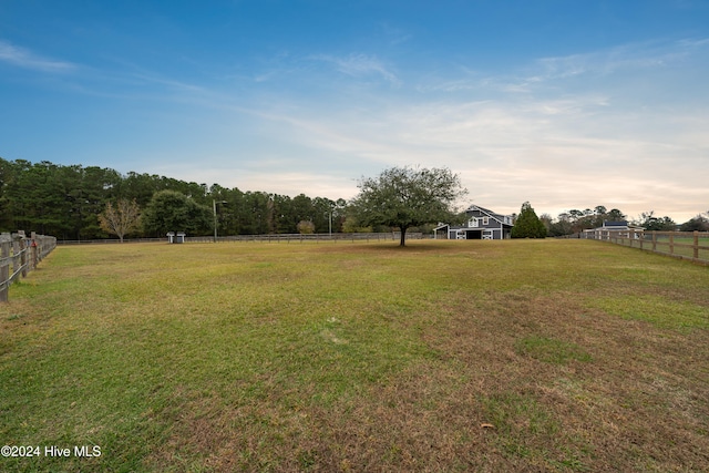 view of yard with a rural view