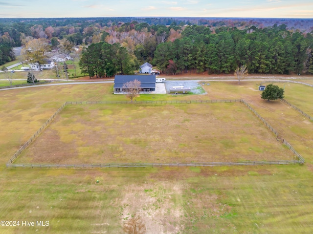 aerial view with a rural view