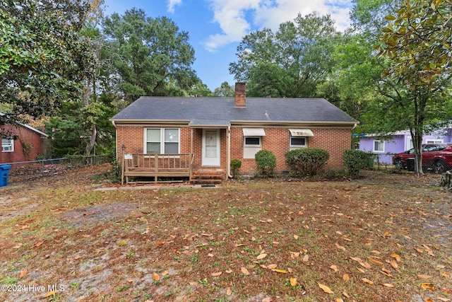 view of front of home with a deck