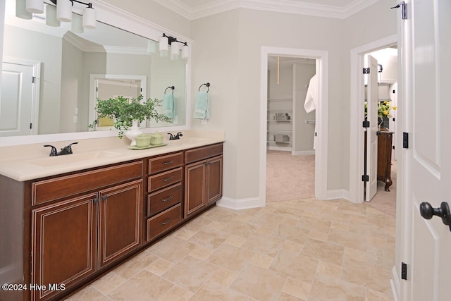 bathroom featuring vanity and ornamental molding