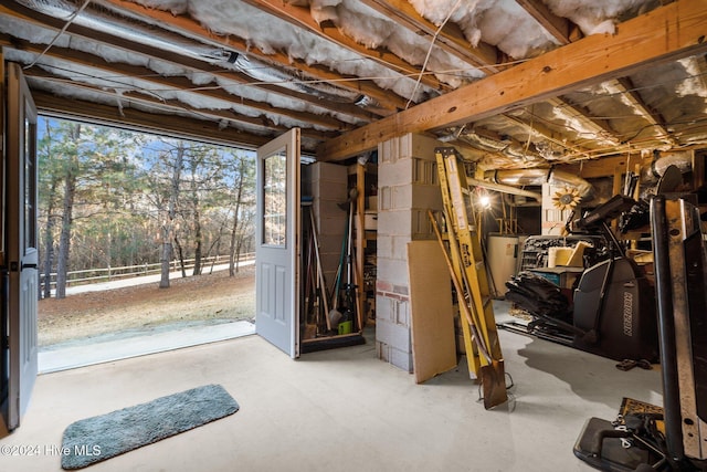 basement featuring electric water heater