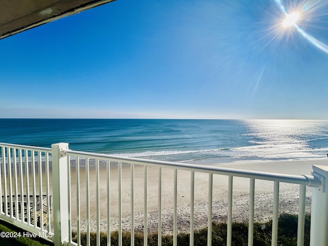 view of water feature featuring a beach view