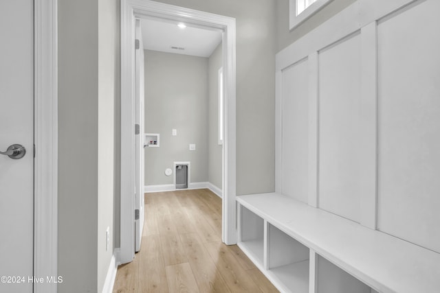 mudroom featuring light hardwood / wood-style floors