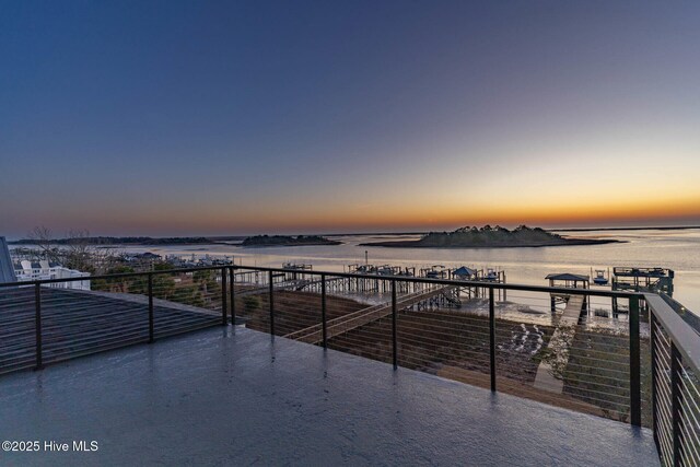 view of dock featuring a water view