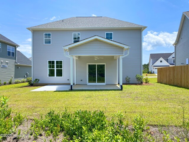 2786 Longleaf Pine Cir, Leland, NC 28451 - rear view of property featuring ceiling fan and a patio area