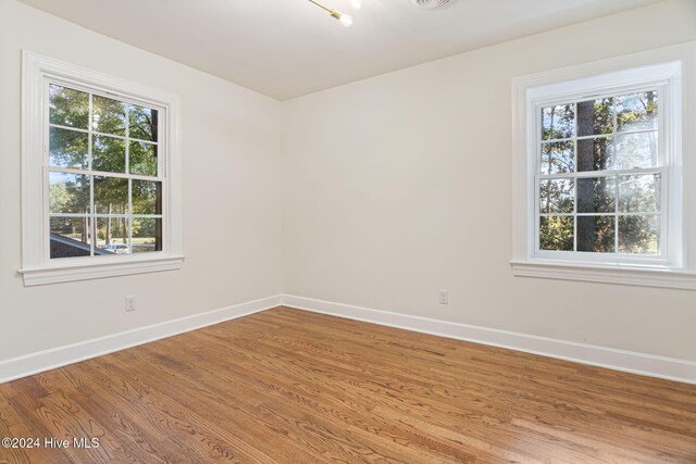 empty room featuring hardwood / wood-style floors and plenty of natural light