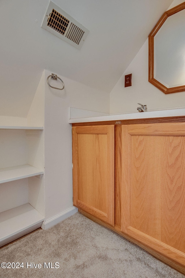 bathroom with vaulted ceiling