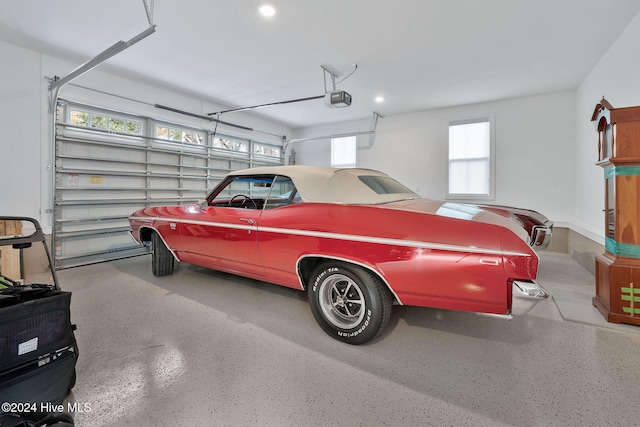 garage with a garage door opener