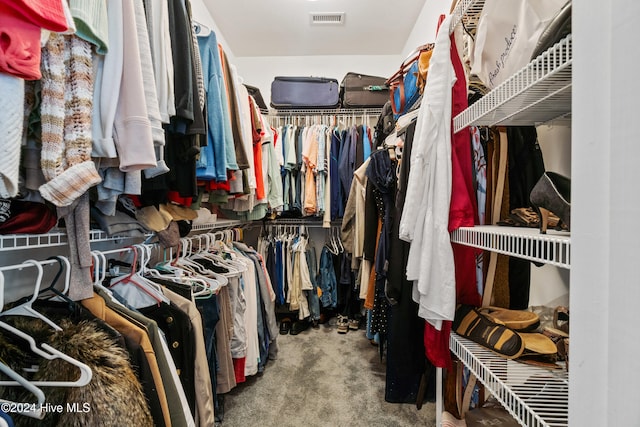 spacious closet with carpet flooring