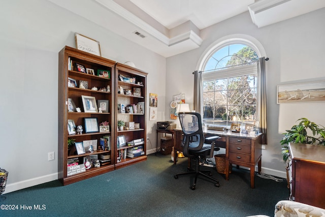 view of carpeted office