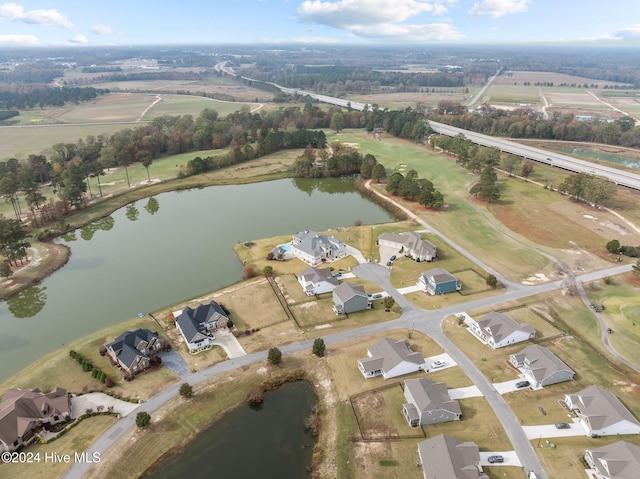 bird's eye view featuring a water view