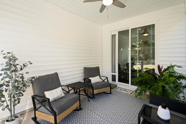 view of patio / terrace featuring ceiling fan